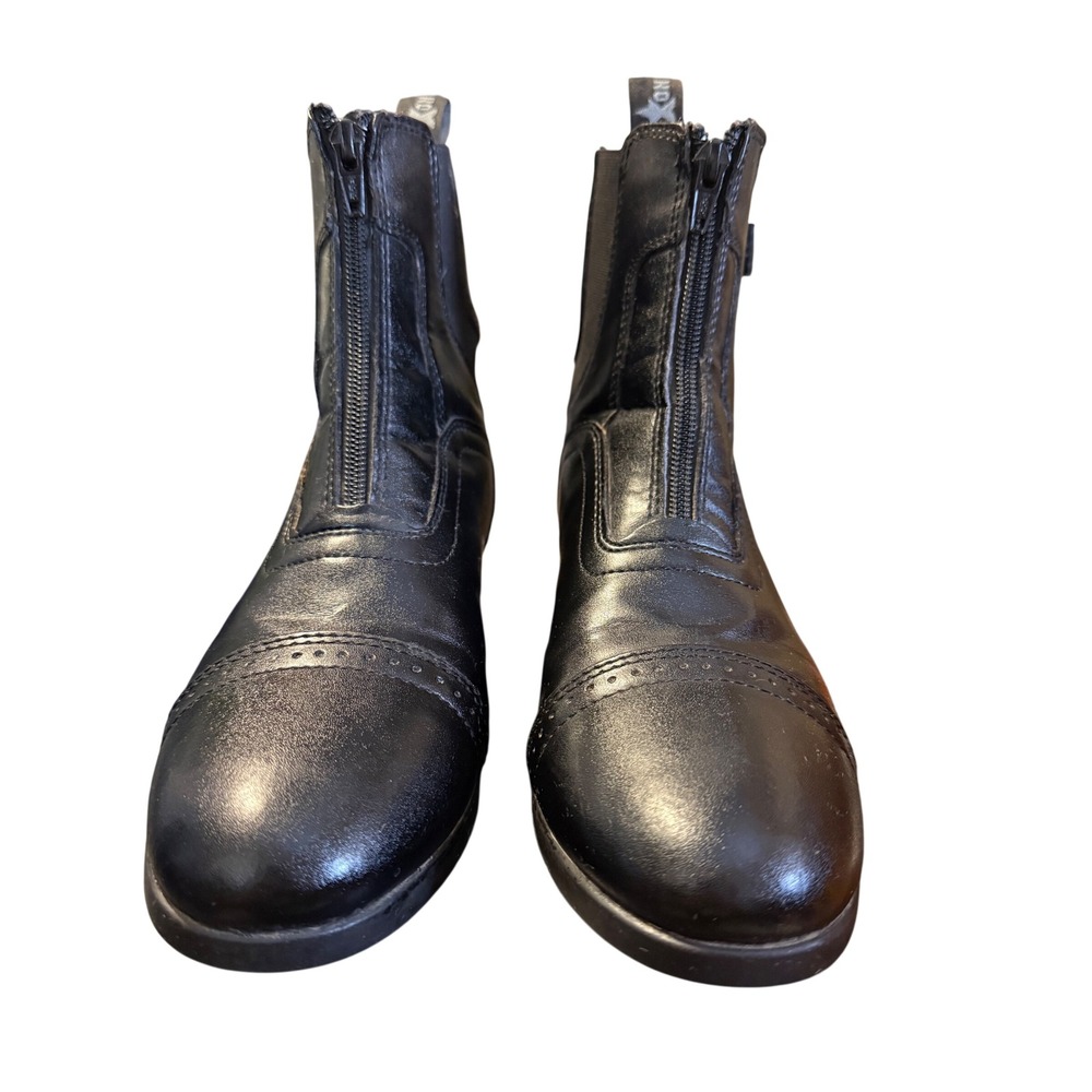 Saxon Syntovia Paddock Boots Women 8 Black Excellent Front Zip Equestrian Riding